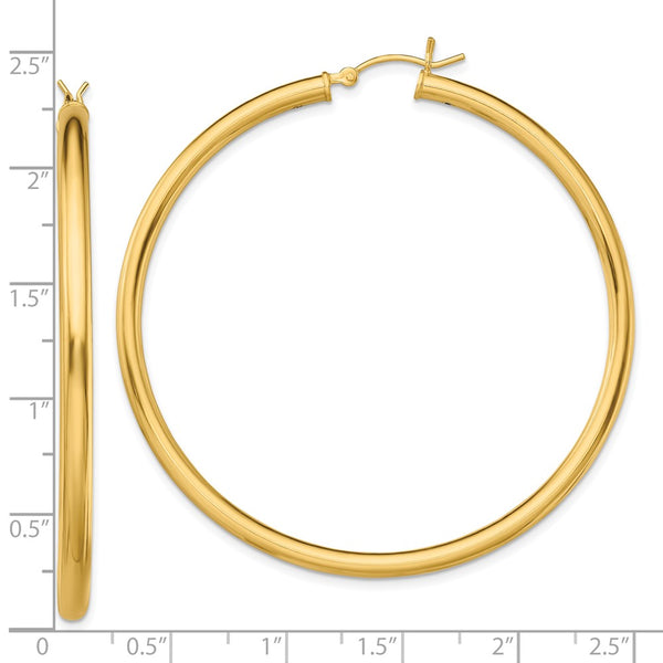 Goldtone Sterling Silver 3X55MM Hoop Earrings