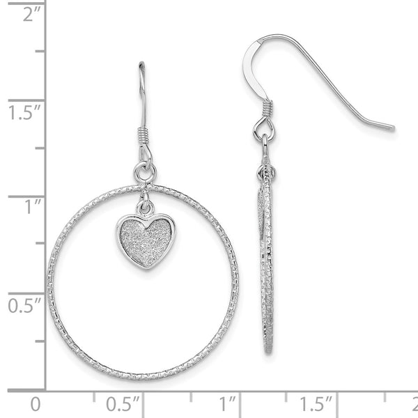 Sterling Silver 40MM Diamond-cut Glitter Heart Earrings