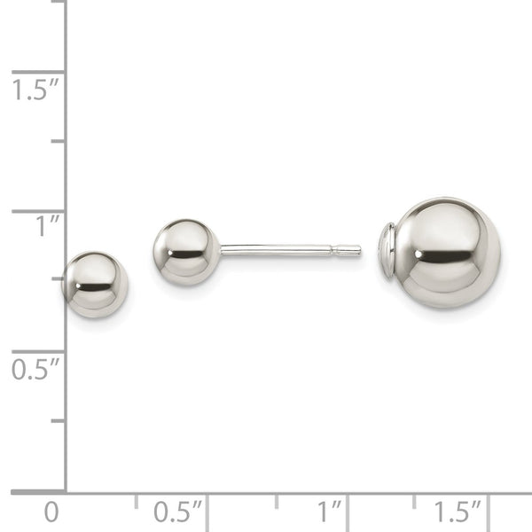 Sterling Silver 6MM 10MM Reversible Ball Stud Earrings