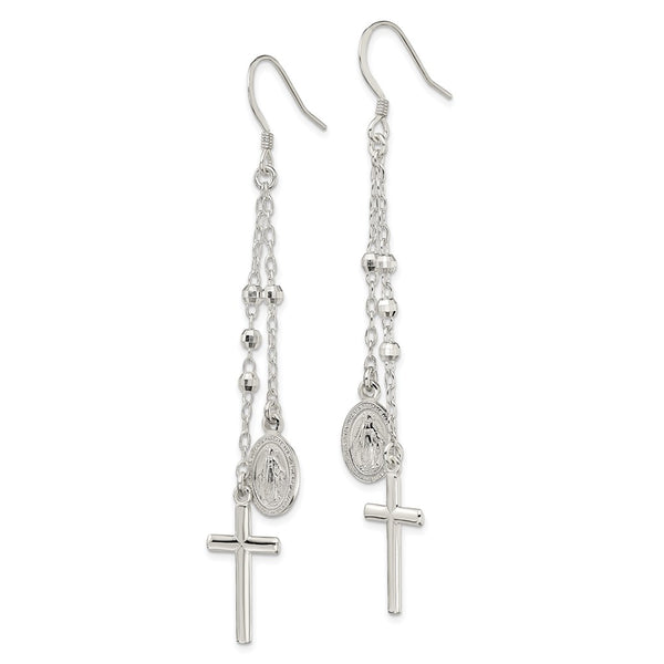 Sterling Silver Drop & Dangle Cross Earrings