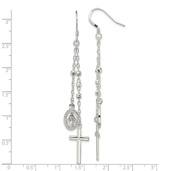 Sterling Silver Drop & Dangle Cross Earrings