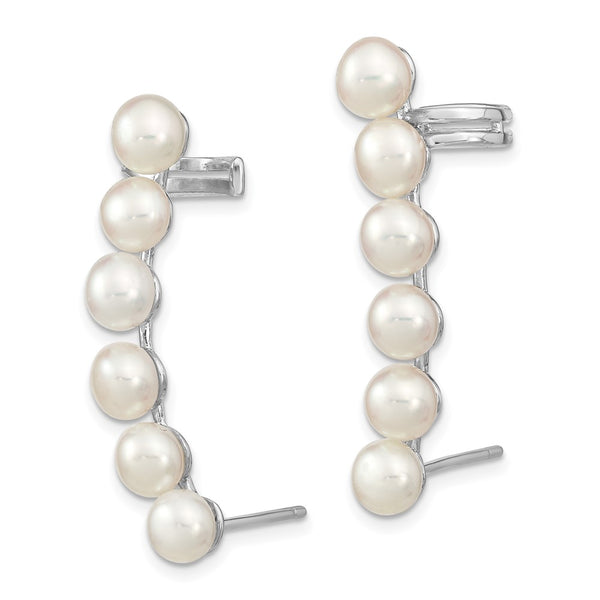 Sterling Silver Pearl 38X6MM Ear Climber Earrings