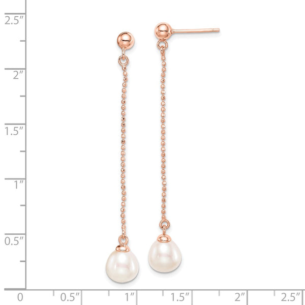 Rosetone Sterling Silver 7X8MM Pearl Drop & Dangle Earrings