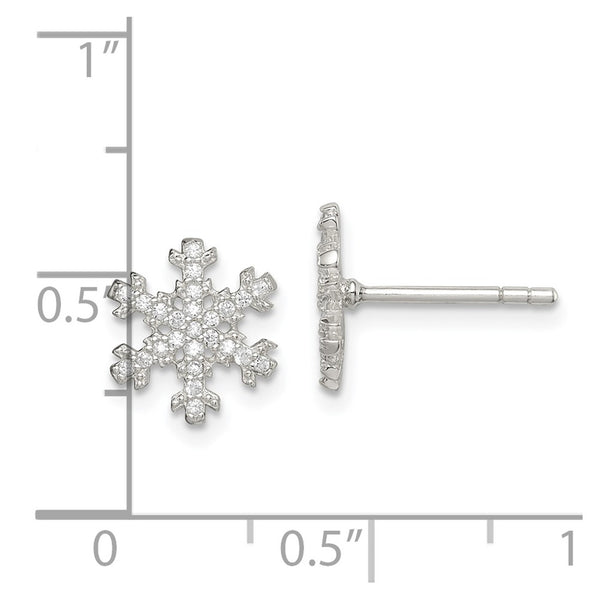 Sterling Silver Cubic Zirconia Stud Snowflake Earrings