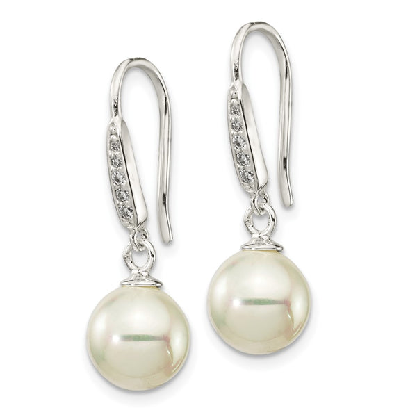 Sterling Silver Pearl and Cubic Zirconia Drop & Dangle Earrings