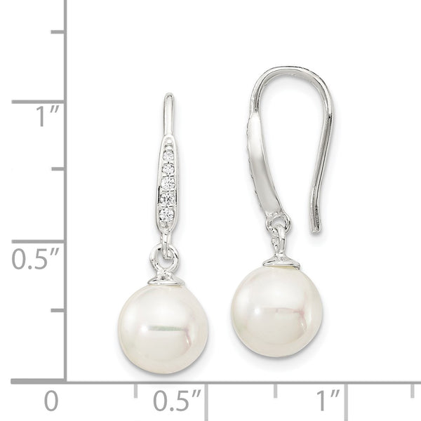 Sterling Silver Pearl and Cubic Zirconia Drop & Dangle Earrings