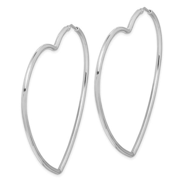 Sterling Silver 2X60MM Heart Hoop Earrings