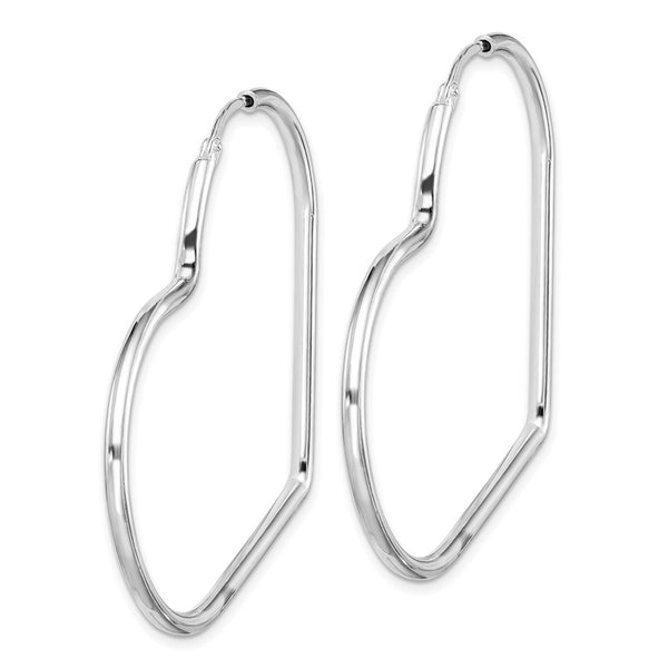 Sterling Silver 2X45MM Heart Hoop Earrings