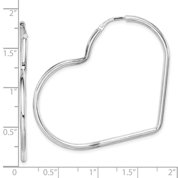 Sterling Silver 2X45MM Heart Hoop Earrings