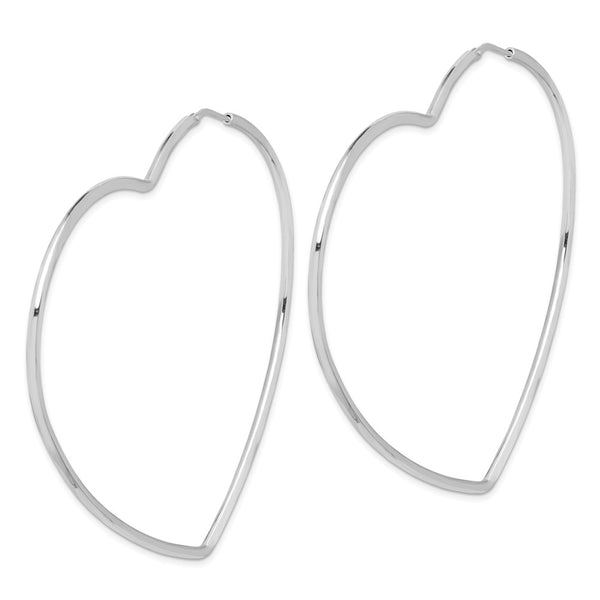 Sterling Silver 2X72MM Heart Hoop Earrings