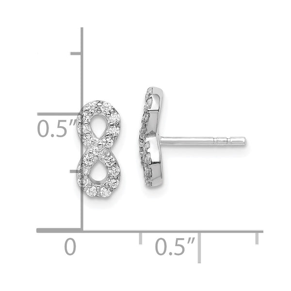 Sterling Silver Cubic Zirconia 5X11MM Stud Infinity Earrings