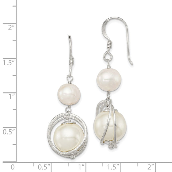 Sterling Silver Pearl and Shell Pearl 44X12MM Drop & Dangle Earrings