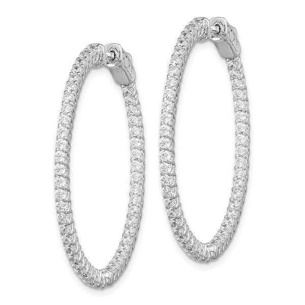 Sterling Silver Cubic Zirconia 30MM Safety Clasp In & Out Hoop Earrings