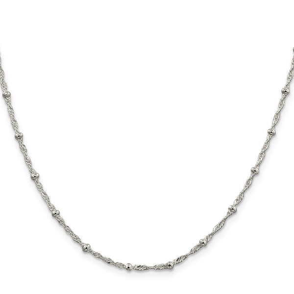 Sterling Silver 16-inch 2.5MM Beaded Singapore Chain