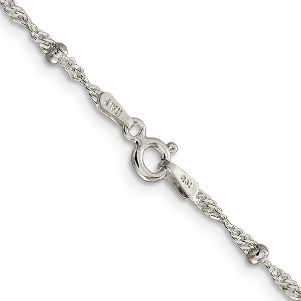 Sterling Silver 14-inch 2.5MM Childrens Beaded Singapore Chain