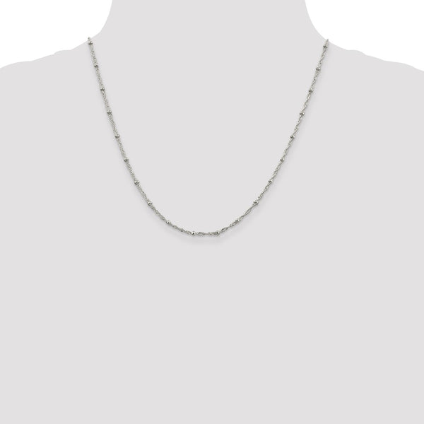 Sterling Silver 20-inch 2.5MM Beaded Singapore Chain