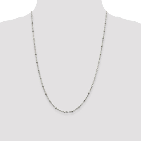 Sterling Silver 24-inch 2.5MM Beaded Singapore Chain