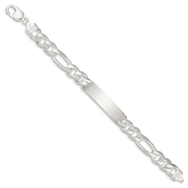 Sterling Silver 8-inch 10MM Lobster Clasp Figaro ID Bracelet