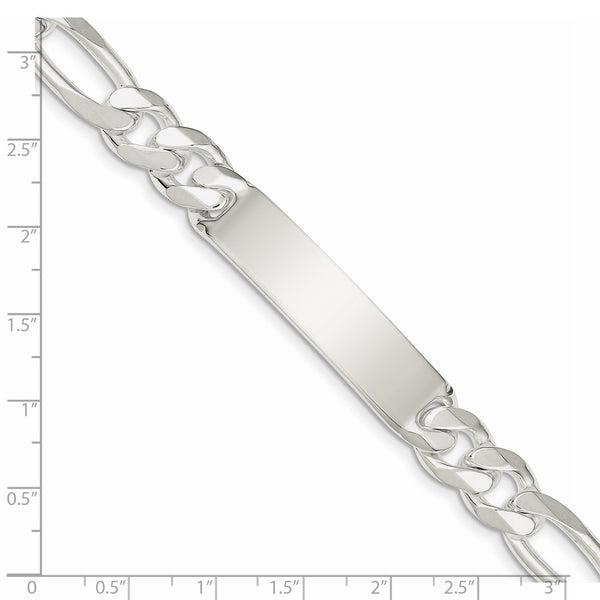 Sterling Silver 8-inch 10MM Lobster Clasp Figaro ID Bracelet