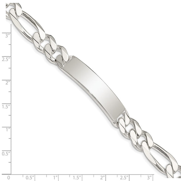 Sterling Silver 8-inch 10MM Lobster Clasp Figaro ID Bracelet