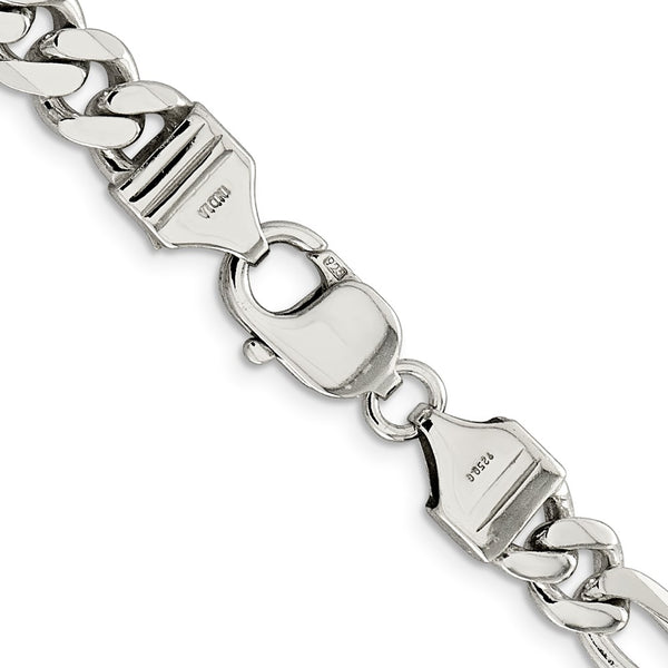 Sterling Silver 18-inch 8MM Lobster Clasp Figaro Chain