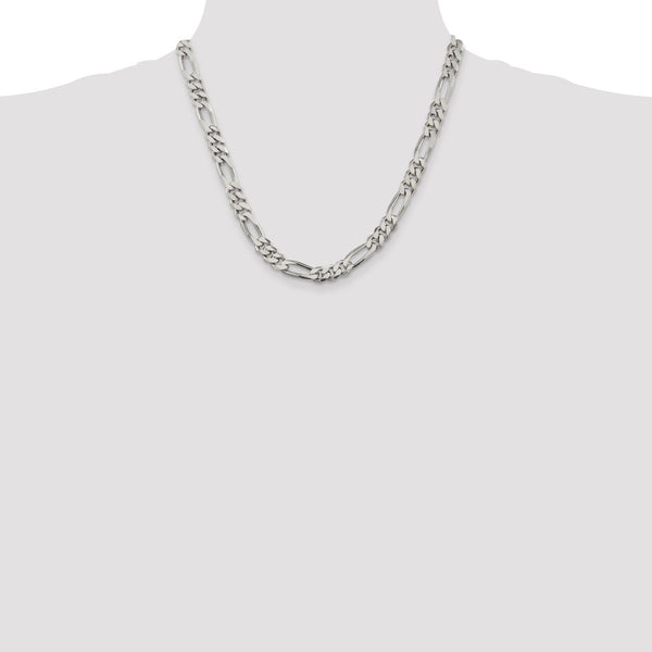 Sterling Silver 20-inch 8MM Lobster Clasp Figaro Chain