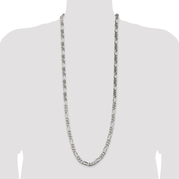 Sterling Silver 36-inch 8MM Figaro Chain