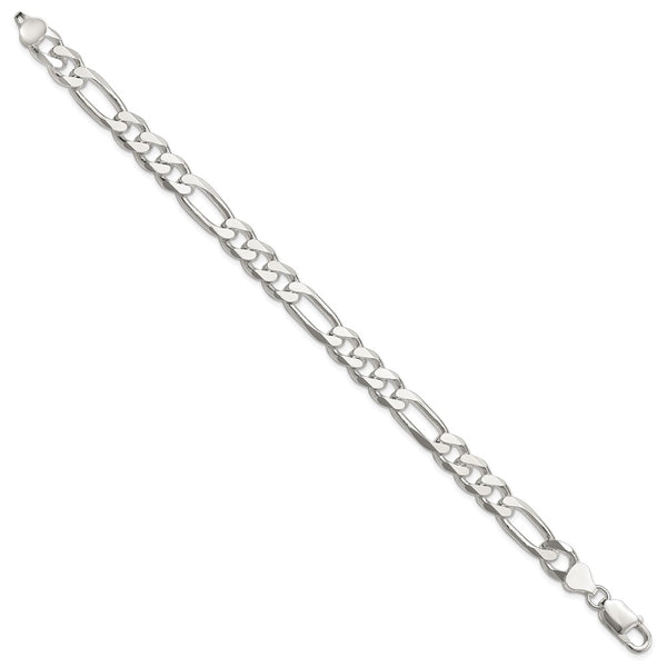 Sterling Silver 9-inch 8MM Lobster Clasp Figaro Bracelet