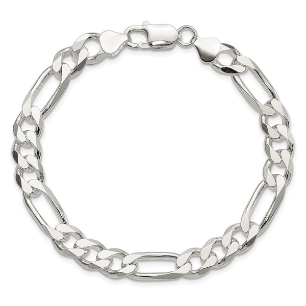 Sterling Silver 9-inch 8MM Lobster Clasp Figaro Bracelet