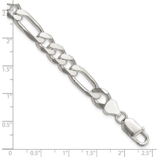 Sterling Silver 9-inch 8MM Lobster Clasp Figaro Bracelet