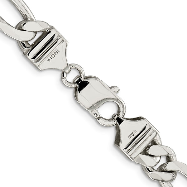 Sterling Silver 22-inch 9MM Lobster Clasp Figaro Chain