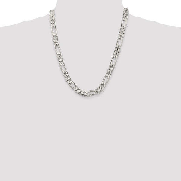 Sterling Silver 22-inch 9MM Lobster Clasp Figaro Chain