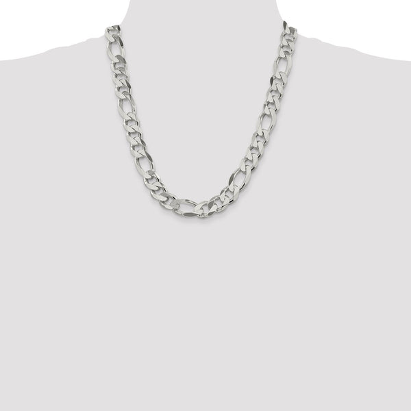 Sterling Silver 22-inch 13.5MM Lobster Clasp Figaro Chain