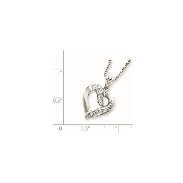 Sterling Silver Cubic Zirconia 16-inch Heart Necklace