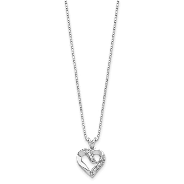 Sterling Silver Cubic Zirconia 16-inch Heart Necklace