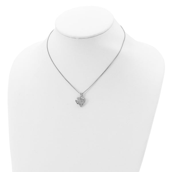 Sterling Silver Cubic Zirconia 16-inch Heart Necklace