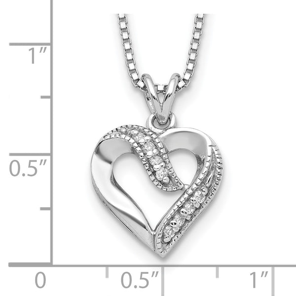 Sterling Silver Cubic Zirconia 16-inch Heart Necklace