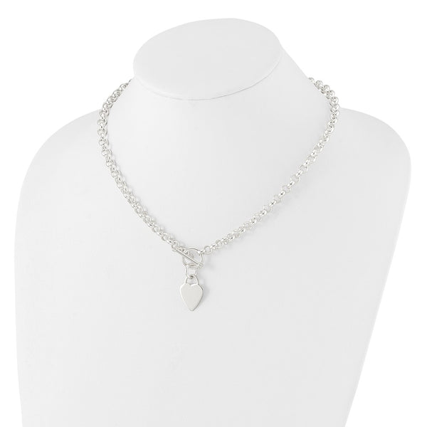 Engravable Sterling Silver 18-inch 7MM Heart Toggle Necklace