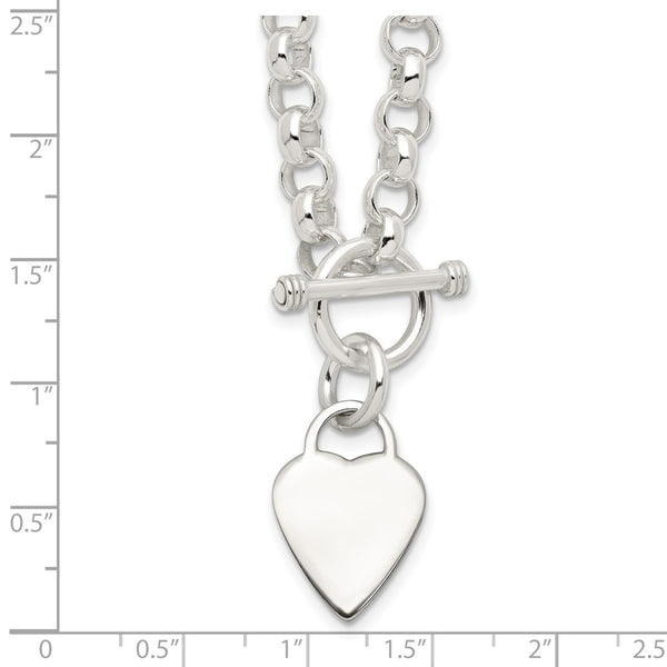 Engravable Sterling Silver 18-inch 7MM Heart Toggle Necklace