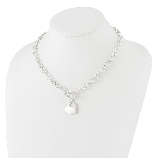 Engravable Sterling Silver 18-inch 8MM Heart Toggle Necklace