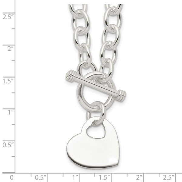 Engravable Sterling Silver 18-inch 8MM Heart Toggle Necklace