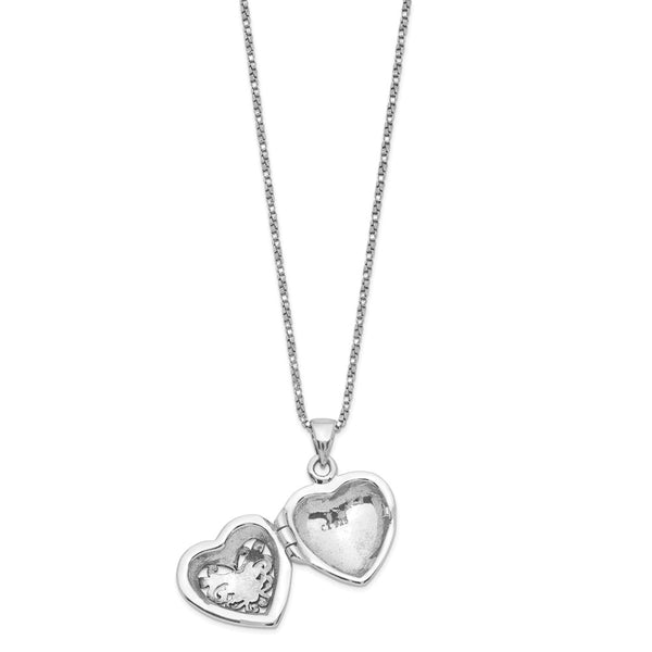 Sterling Silver Marcasite 18-inch 19MM Heart Locket Necklace