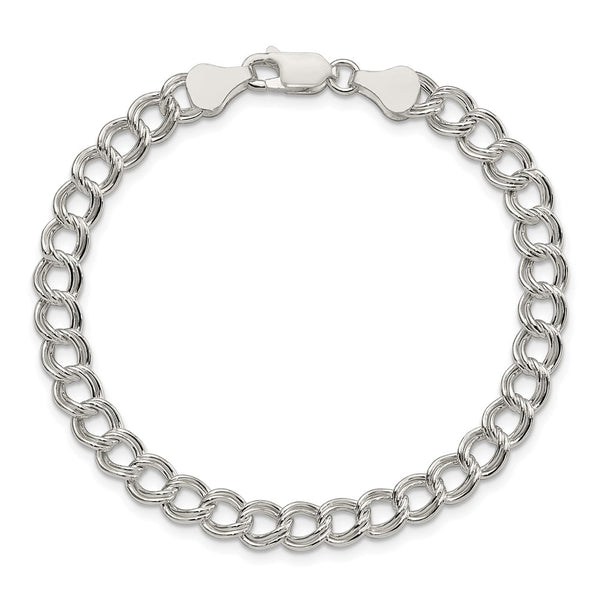 Sterling Silver 6mm Double Link Charm Bracelet