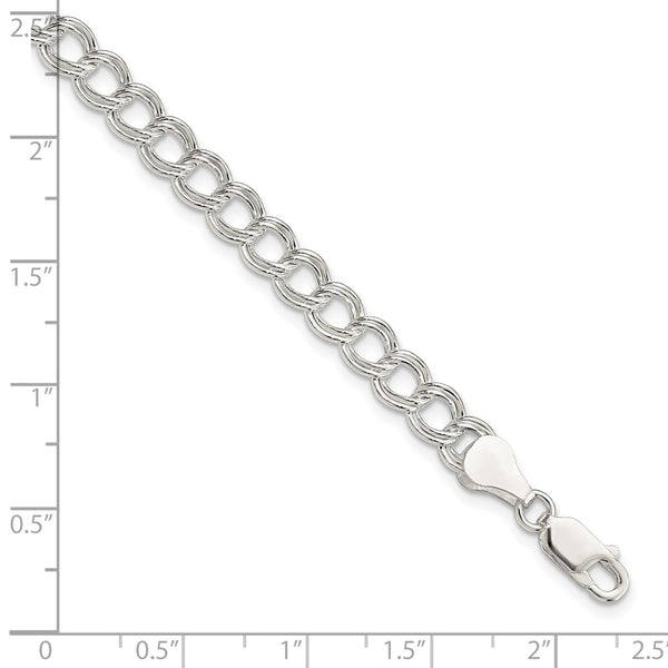 Sterling Silver 6mm Double Link Charm Bracelet