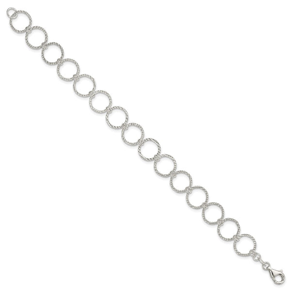 Sterling Silver 7.5-inch 10MM Fancy Lobster Clasp Bracelet