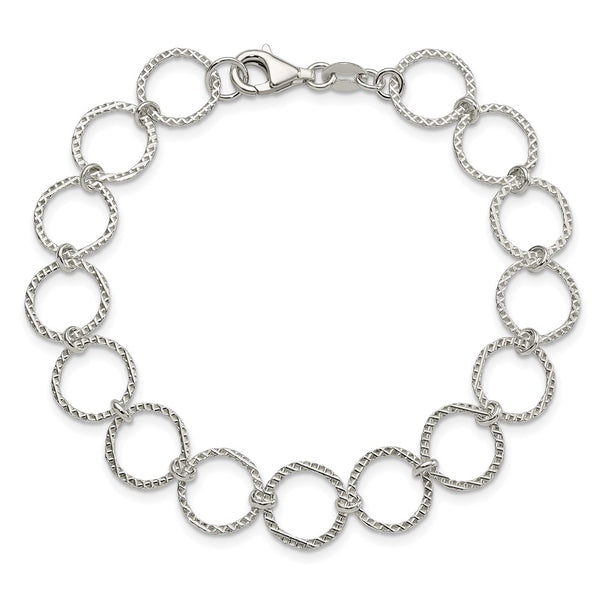 Sterling Silver 7.5-inch 10MM Fancy Lobster Clasp Bracelet