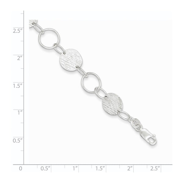 Sterling Silver 7.5-inch 10.5MM Fancy Circle Bracelet