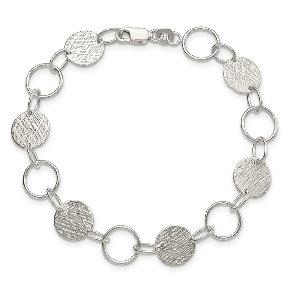 Sterling Silver 7.5-inch 10.5MM Fancy Circle Bracelet