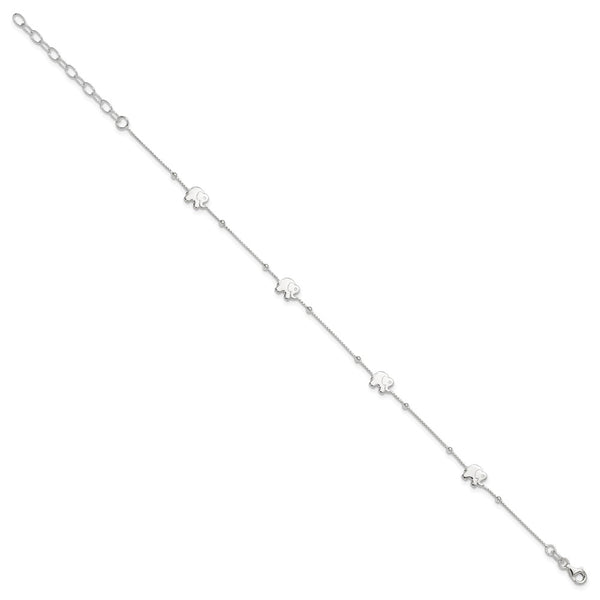 Sterling Silver 11-inch Elephant Anklet