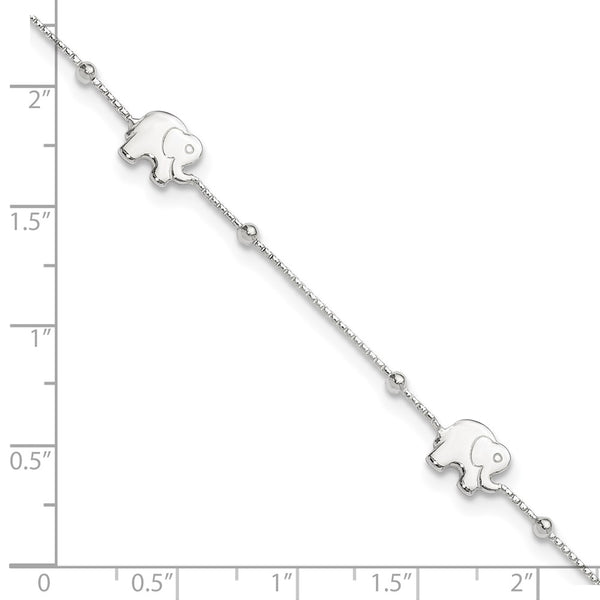 Sterling Silver 11-inch Elephant Anklet